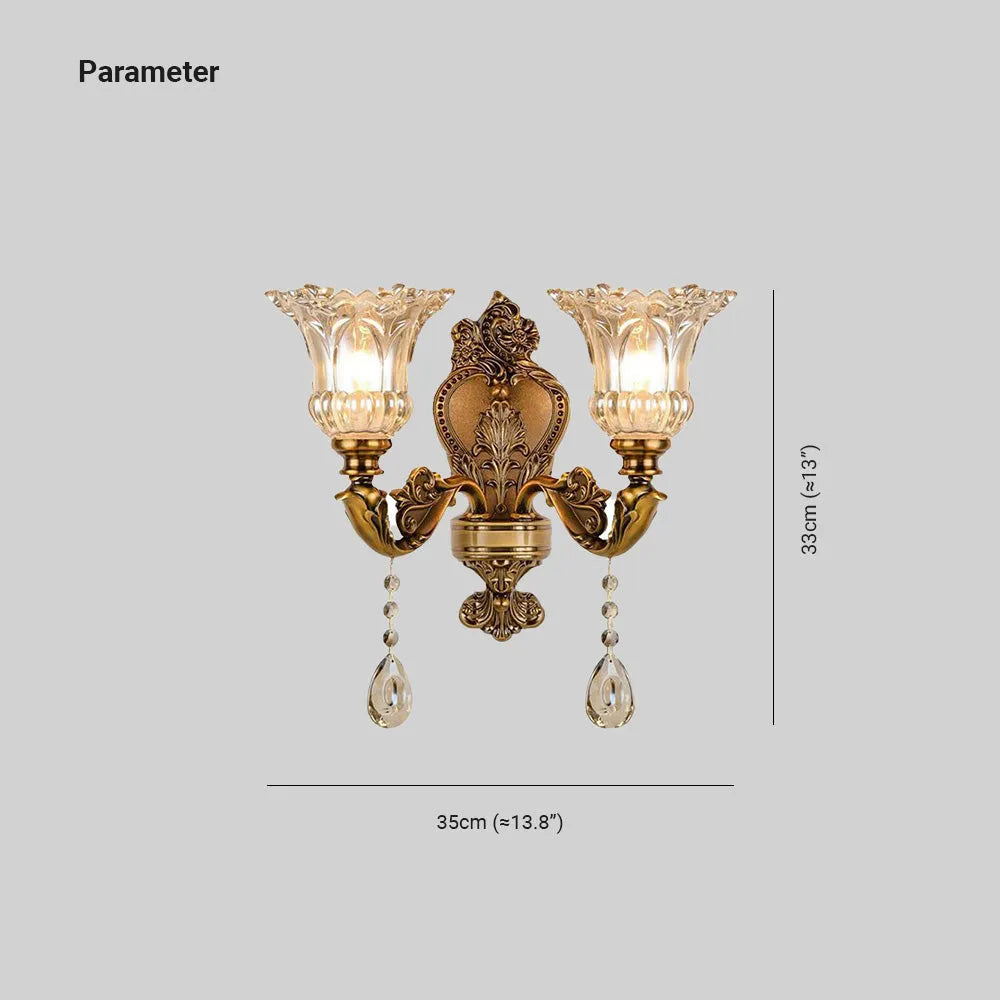 Ramiq Vintage Metal/Glass Wall Lamp, Gold