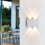 Ray Modern Outdoor Wall Light Rectangle LED White Metal Terrace
