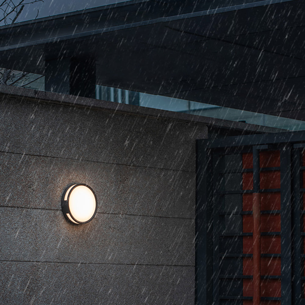 Ray Modern Round Metal/ Outdoor Waterproof Wall Lamp, Black