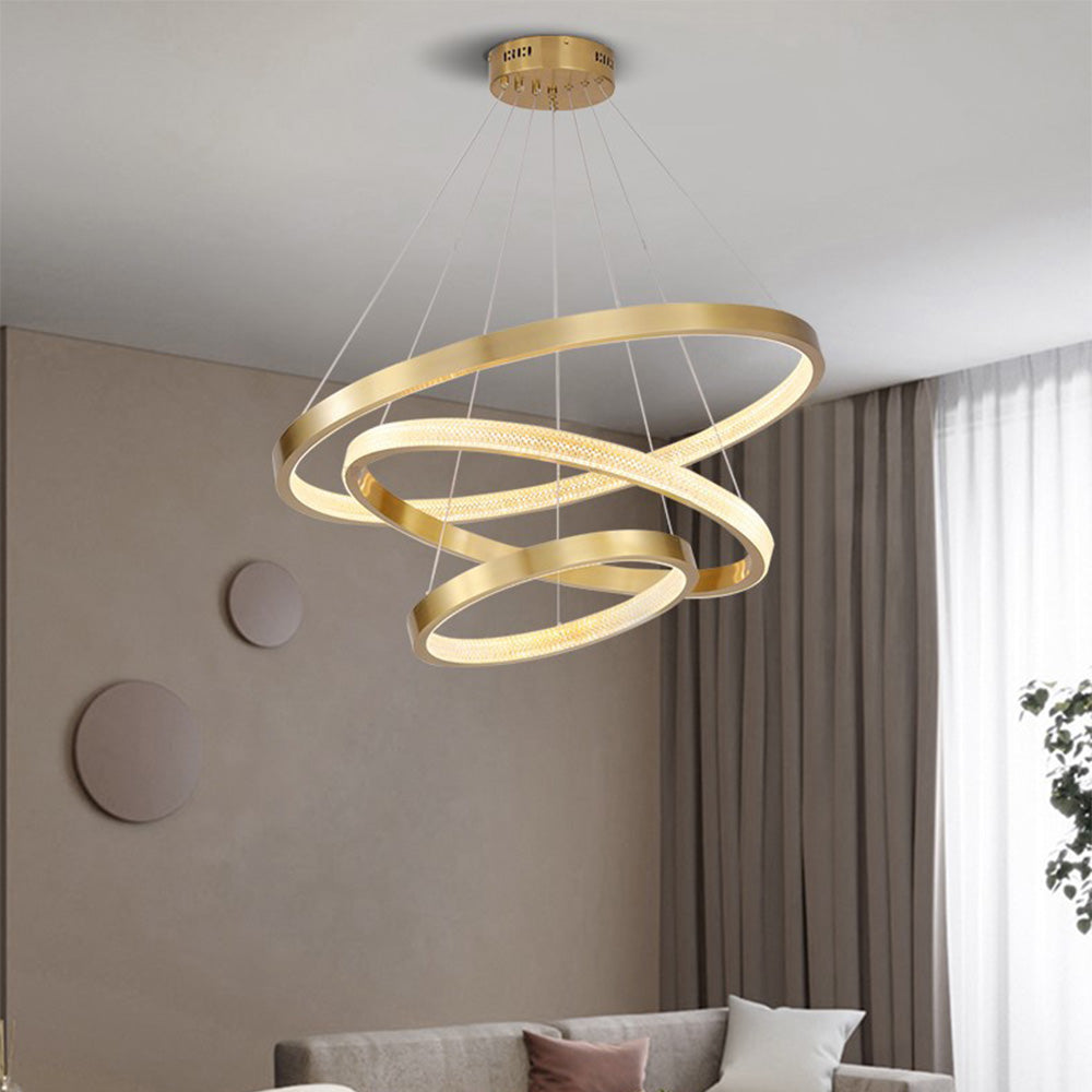 Kristy Modern Ring Metal/Acrylic LED Pendant Light, Black/Gold
