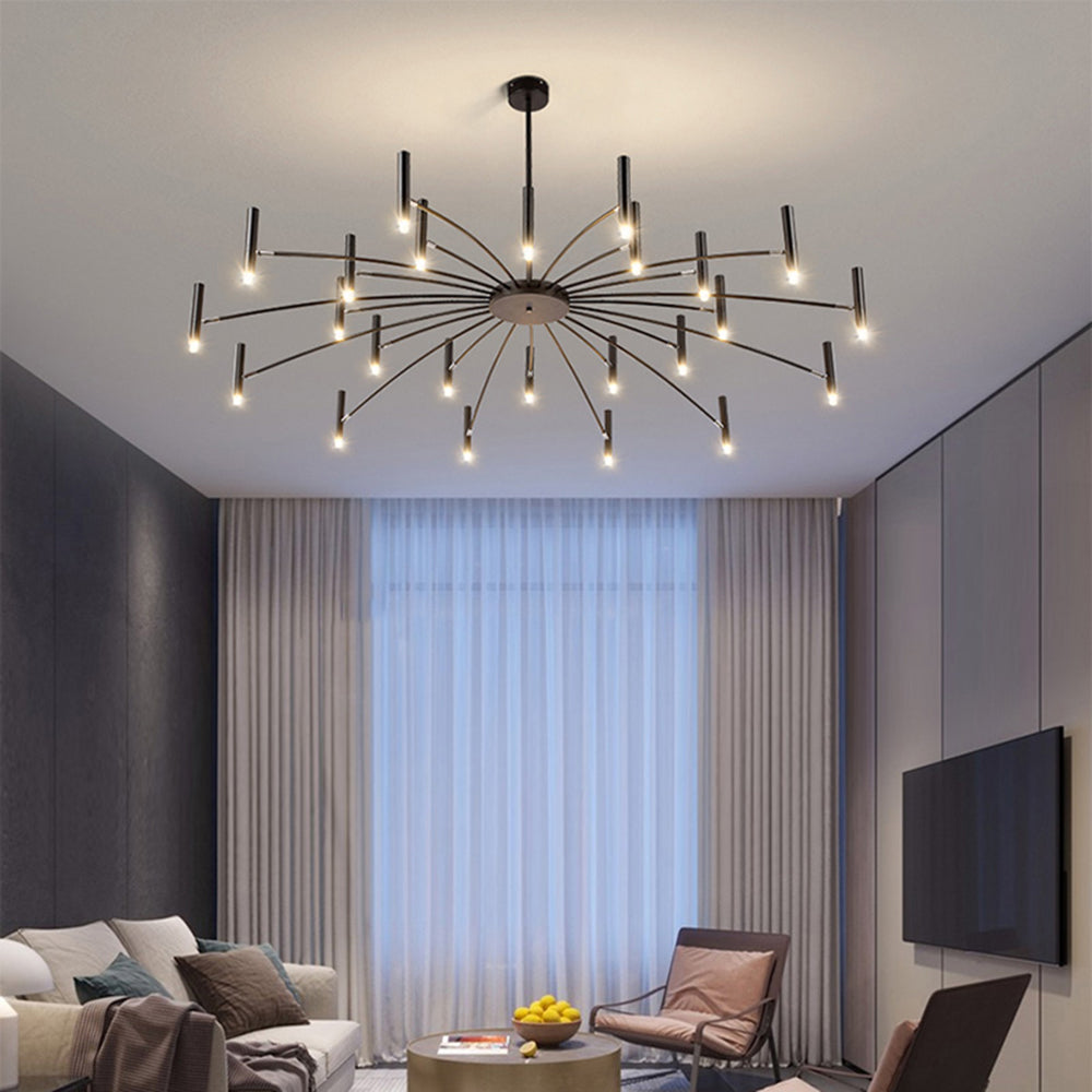 Arisha Modern Blown Linear Metal Multi-heads Chandelier