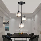 Vina Modern Cluster Cylinder Glass Pendant Light, Black/Gold