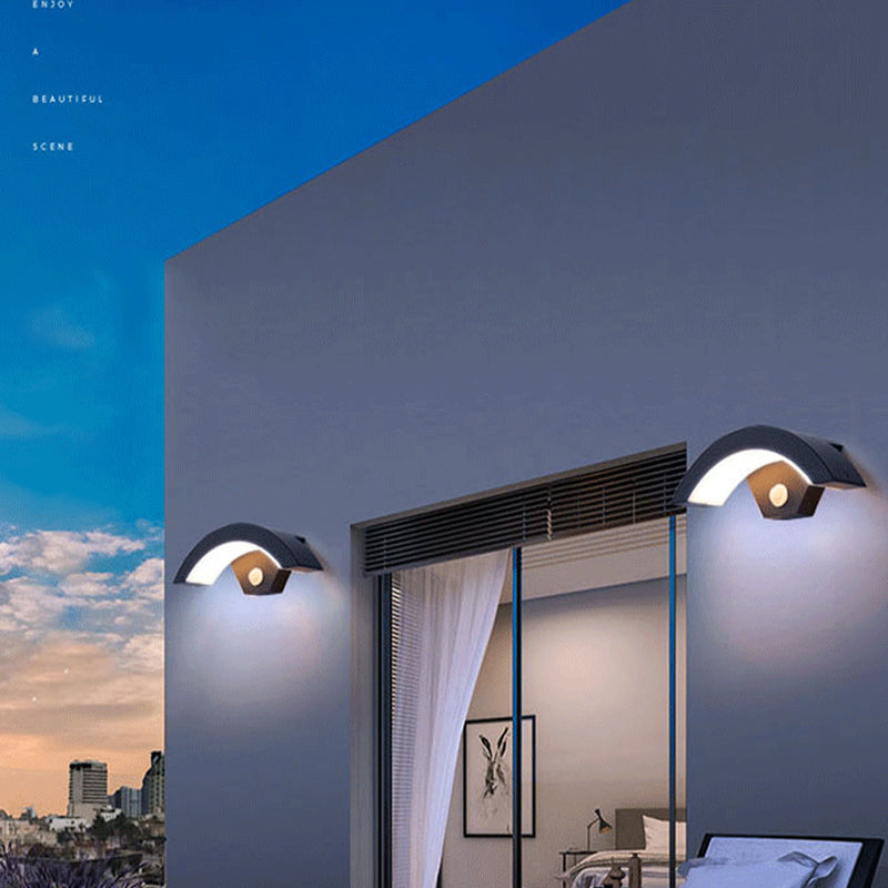 Elvon Nordic Arc Waterproof LED Outdoor Wall Lamp, Black