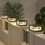 Ray Contemporary LED Cube Metal Outdoor Lamps, Black