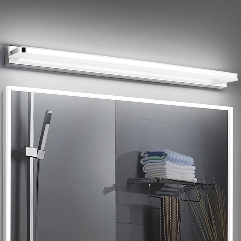 Arisha Nordic Linear Metal Mirror Front Wall Lamp, Chrome/Black