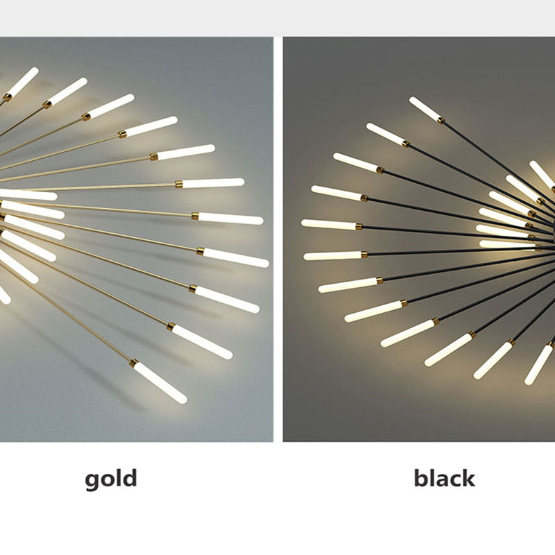 Wesley Modern Linear Firework Ceiling Light Black/Gold
