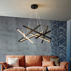 Acrylic Crossed Chandelier Pendant Modernity LED Black/Gold Hanging Ceiling Lamp, 25.5"/33.5" Wide