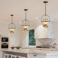 Countryside Dome Pendant Lighting 1 Head Cognac Glass Ceiling Lamp for Kitchen Island