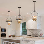 Countryside Dome Pendant Lighting 1 Head Cognac Glass Ceiling Lamp for Kitchen Island