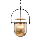 Countryside Dome Pendant Lighting 1 Head Cognac Glass Ceiling Lamp for Kitchen Island