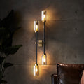 Modernist Cylinder Sconce Light Smoke Gray Glass 4 Heads Bedroom Wall Mounted Lamp
