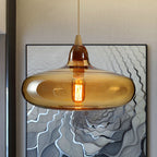 Global/Gourd/Ellipse Pendant Light Contemporary Smoky/Amber/White Glass 1 Light Dining Room Hanging Ceiling Lamp