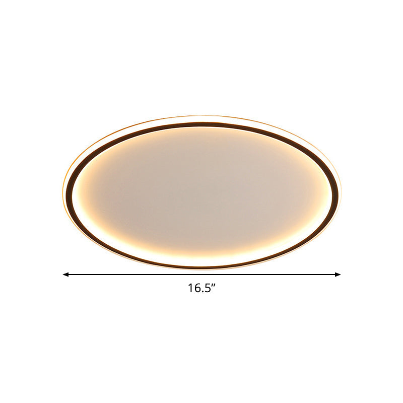 Nordic Style Disc LED Ceiling Lighting 16"/19.5"/23.5" Wide Aluminum Black Flush Lamp in Warm/White Light/Remote Control Stepless Dimming