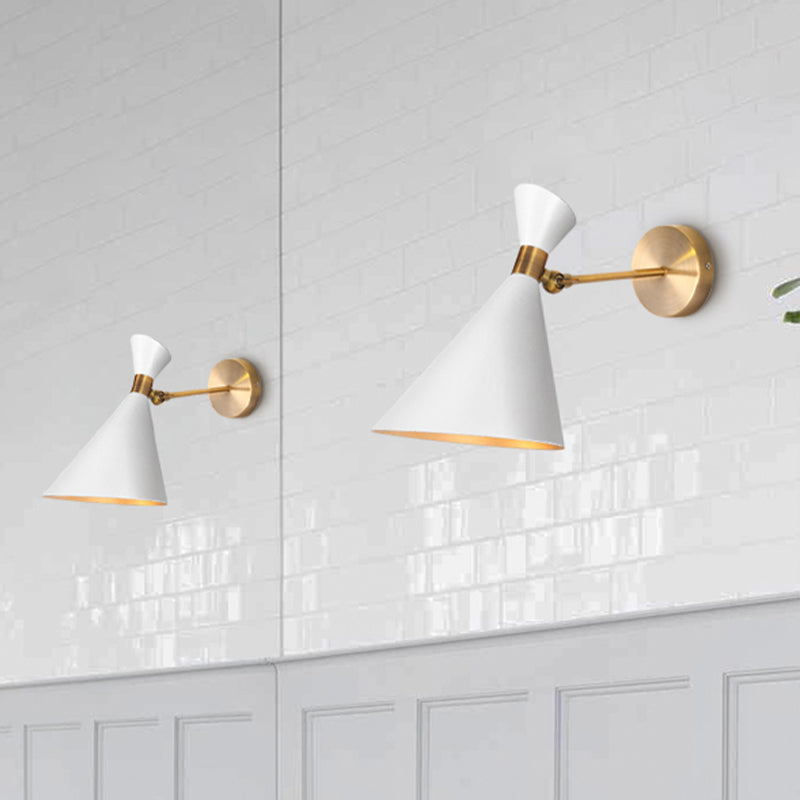 1 Head Restaurant Wall Sconce Modern Black/White Wall Mount Lamp with Flared Metal Shade