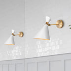 1 Head Restaurant Wall Sconce Modern Black/White Wall Mount Lamp with Flared Metal Shade