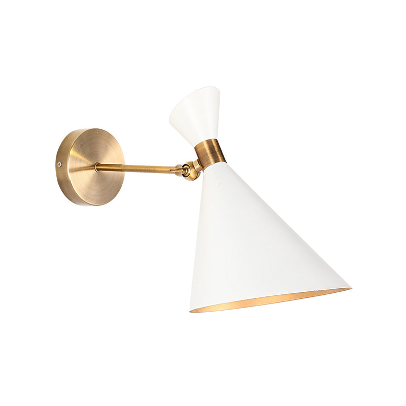 1 Head Restaurant Wall Sconce Modern Black/White Wall Mount Lamp with Flared Metal Shade