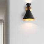 1 Head Restaurant Wall Sconce Modern Black/White Wall Mount Lamp with Flared Metal Shade