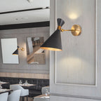 1 Head Restaurant Wall Sconce Modern Black/White Wall Mount Lamp with Flared Metal Shade