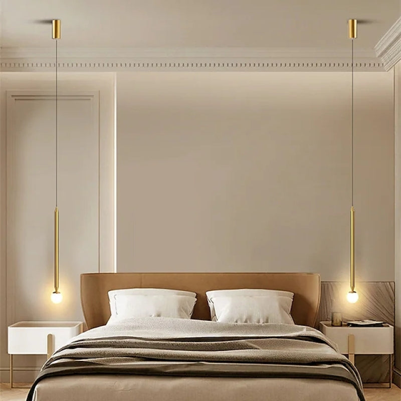 Auri Linear Metal Pendant Light Bedside, Black & Gold