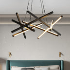 Acrylic Crossed Chandelier Pendant Modernity LED Black/Gold Hanging Ceiling Lamp, 25.5"/33.5" Wide