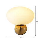 Milk Glass Oval Wall Mount Lamp Modern 1 Light Bedside Wall Sconce Light in Brass