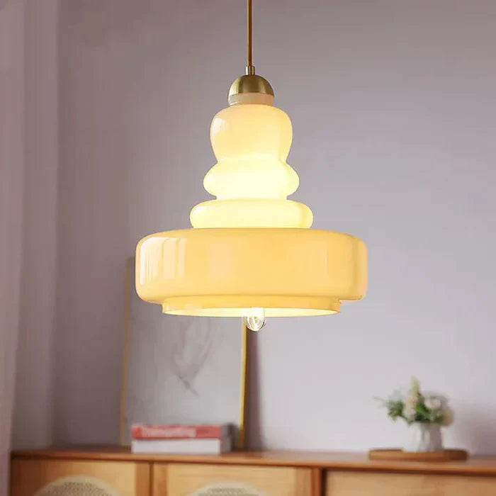 Designer Hanging Lamp with Milk Glass Bauhaus