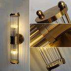 Kristy American Cylindrical Elegant Gold Glass/Metal Vanity Wall Lamp