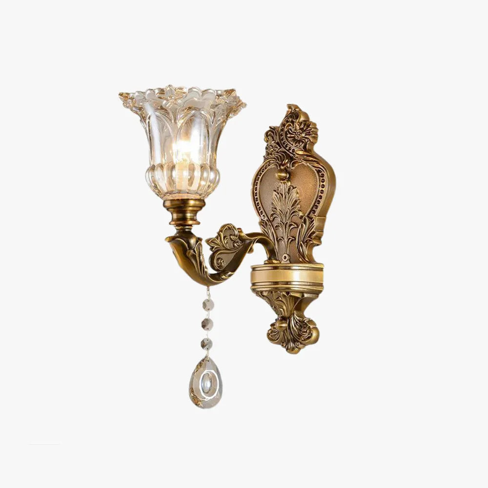 Ramiq Vintage Metal/Glass Wall Lamp, Gold