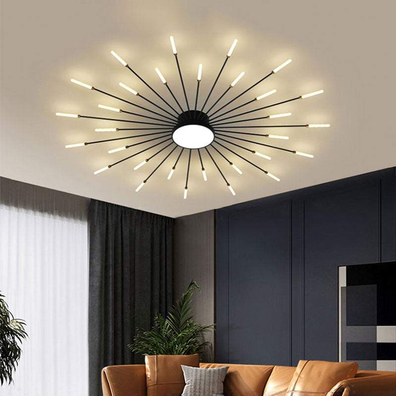 Wesley Modern Linear Firework Ceiling Light Black/Gold