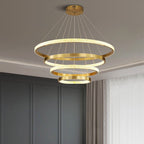 Kristy Modern Ring Metal/Acrylic LED Pendant Light, Black/Gold