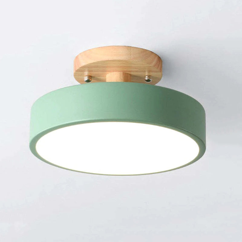 Orya Round LED Flush Mount Ceiling Light Modern Wood Colorful