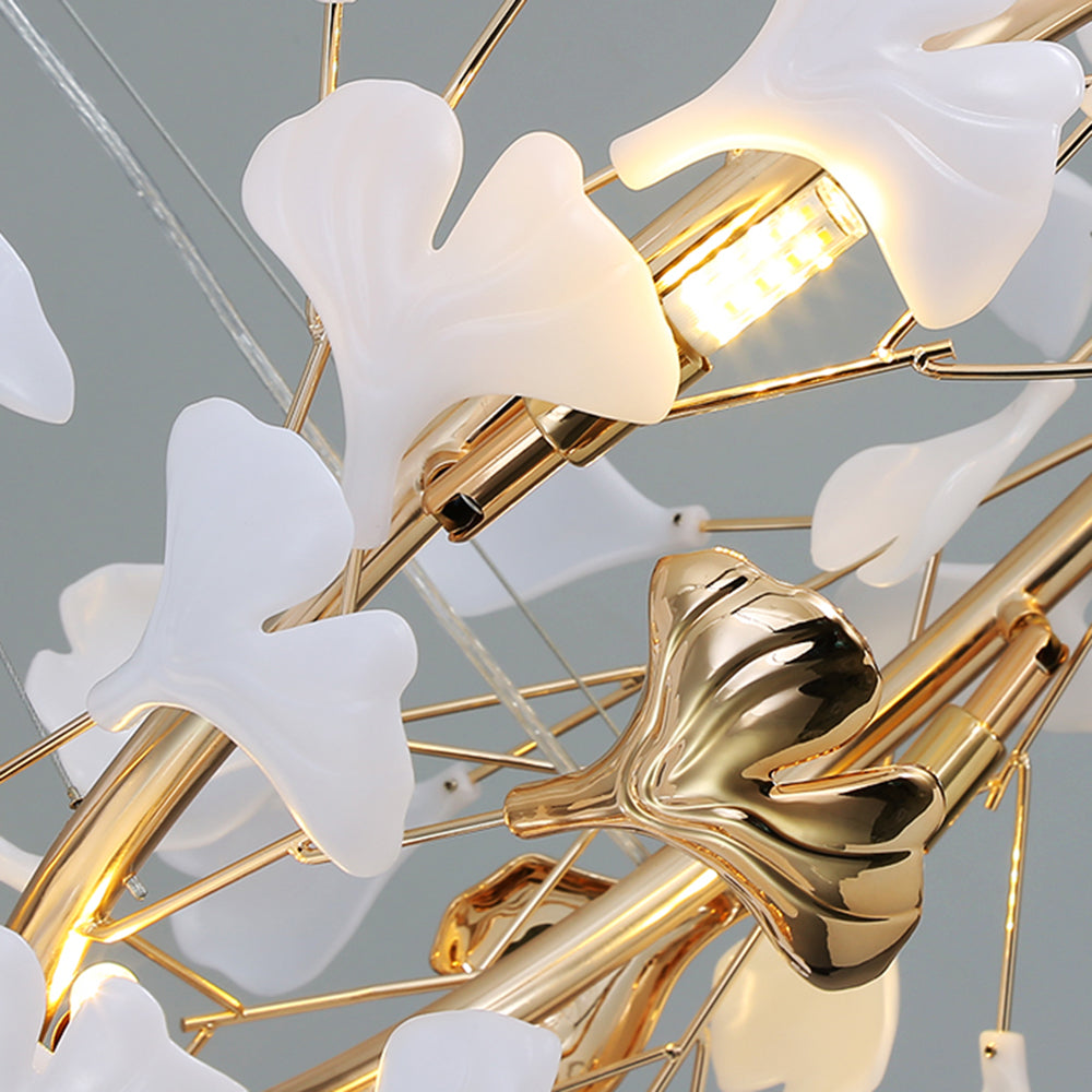 Jarn Leaf Suspension / Modern Multi Metal / Ceramic Gold / White Living Room
