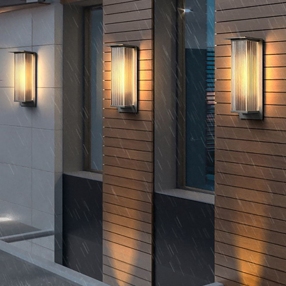Yerin Modern Square Outdoor Wall Sconce Metal Acrylic Brown Terrace