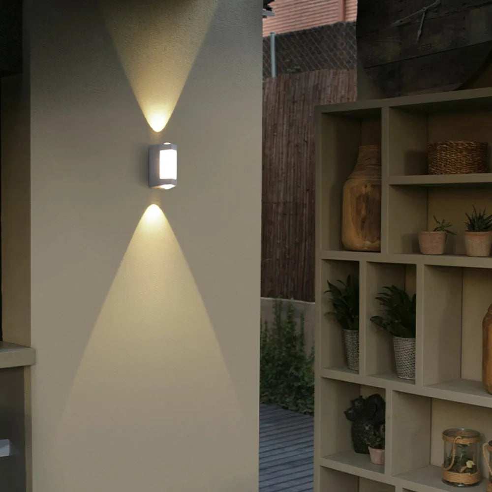 Marve Nordic Up Down Outdoor Wall Lamp, White/Black