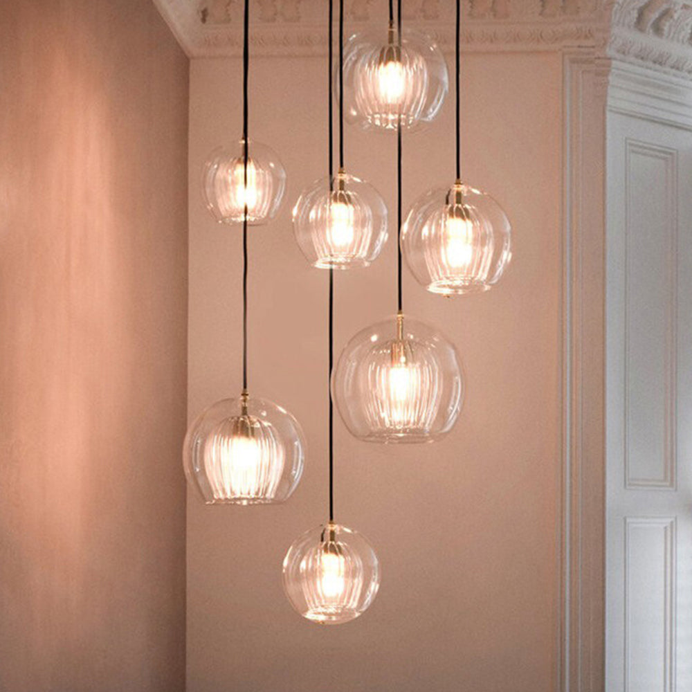 June Glass Globe Pendant Light Clear & Amber