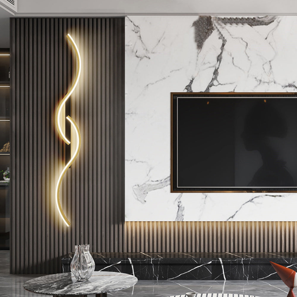 Lumor Modern Wave Design Wall Sconce Black/Gold Living Room