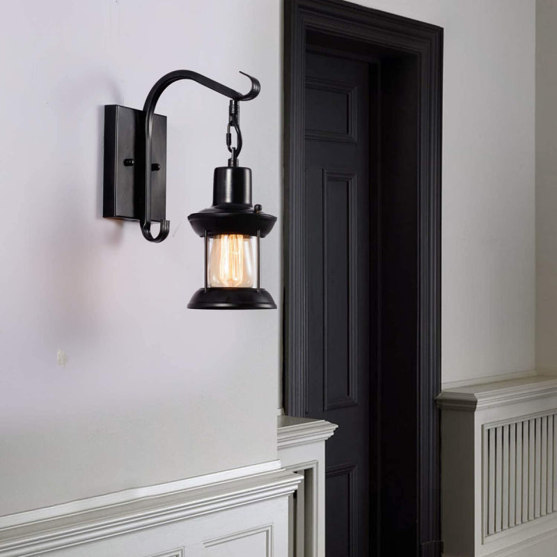 Silva Industrial Retro Wall Light Black/Bronze Indoor Metal/Glass