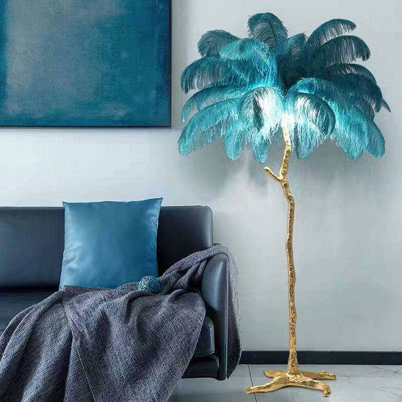 Luxury Feather/Colored Metal Floor Lamp