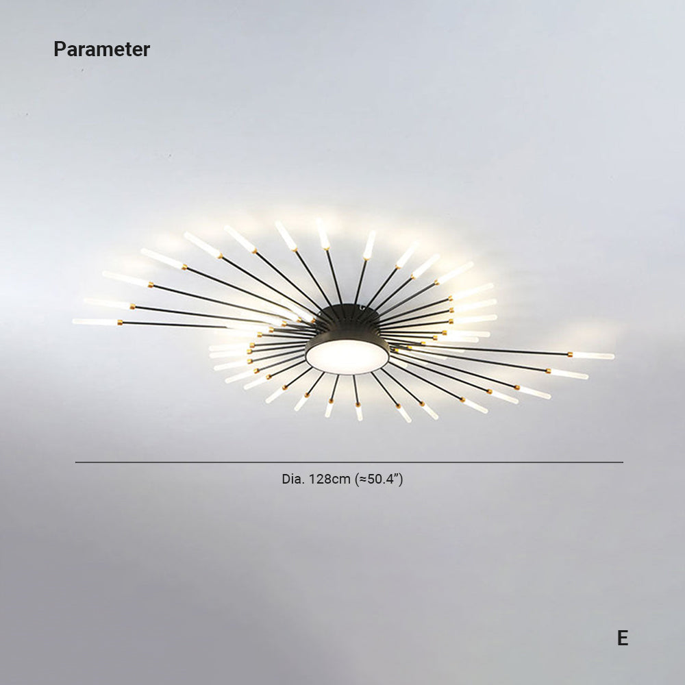 Wesley Modern Linear Firework Ceiling Light Black/Gold
