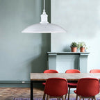 Metallic Saucer Shade Pendant Light Industrial Style 12.5"/16" W 1 Light Living Room Ceiling Hanging Light in Black/White