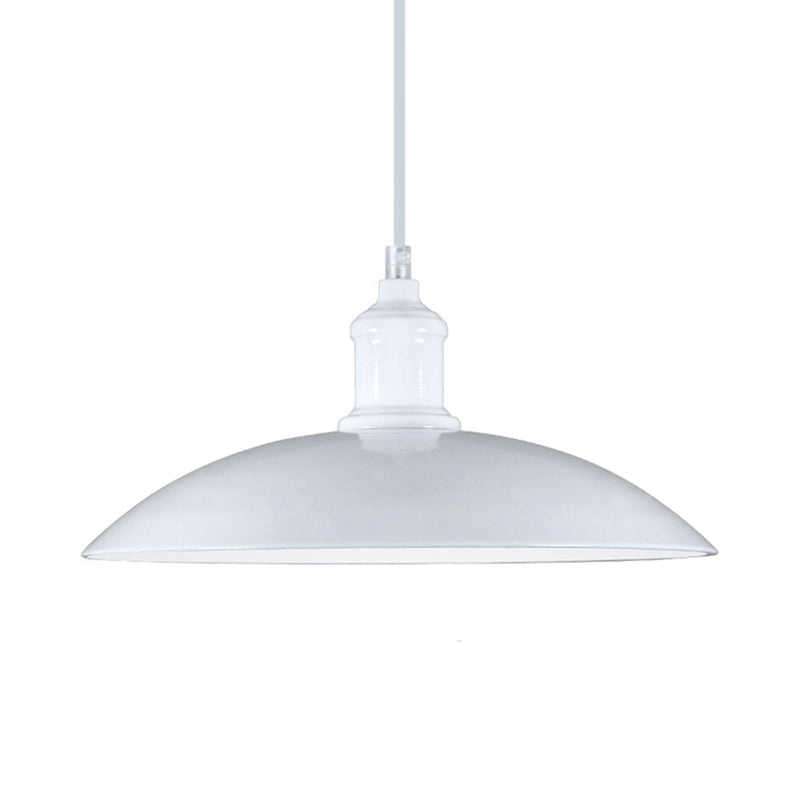 Metallic Saucer Shade Pendant Light Industrial Style 12.5"/16" W 1 Light Living Room Ceiling Hanging Light in Black/White