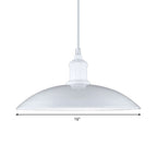 Metallic Saucer Shade Pendant Light Industrial Style 12.5"/16" W 1 Light Living Room Ceiling Hanging Light in Black/White