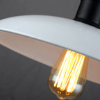 Metallic Saucer Shade Pendant Light Industrial Style 12.5"/16" W 1 Light Living Room Ceiling Hanging Light in Black/White