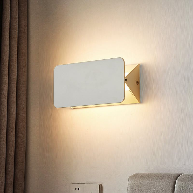 Modern Rectangular Wall Sconce, Metal, White, Garden