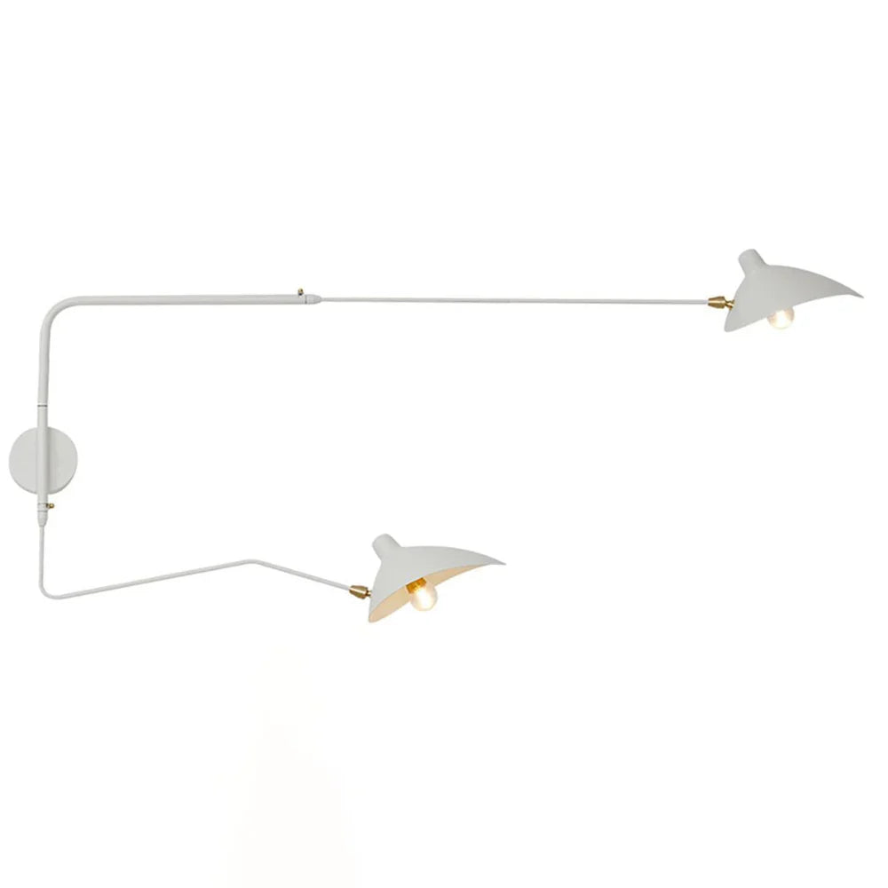 Designer wall lamp with double arm – adjustable wall light for living room, office, or bedroom