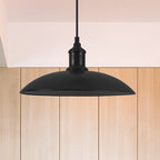Metallic Saucer Shade Pendant Light Industrial Style 12.5"/16" W 1 Light Living Room Ceiling Hanging Light in Black/White