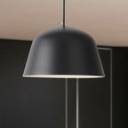 Nordic Style Dome Shade Hanging Ceiling Light 10"/16" Dia 1 Light Metal Pendant Lamp in Black/Green for Bedroom