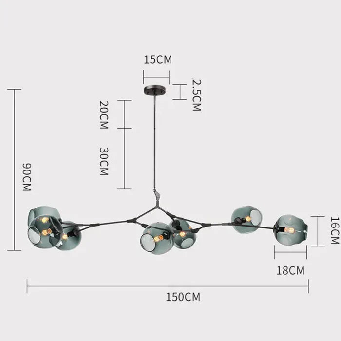 Molecular Designer Chandelier 8-Arm – Modern LED Ceiling Lamp