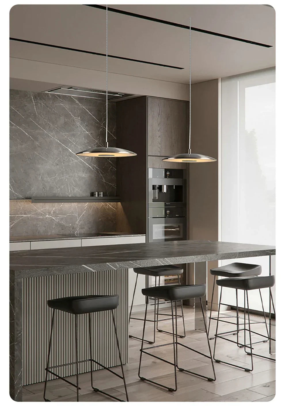 Slim Metal LED Pendant Lamp – Modern Ceiling Light in Plate Shape
