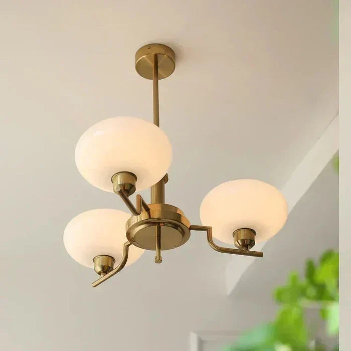 Modern Chandelier with Opal Glass Shades – Elegant Ceiling Lamp